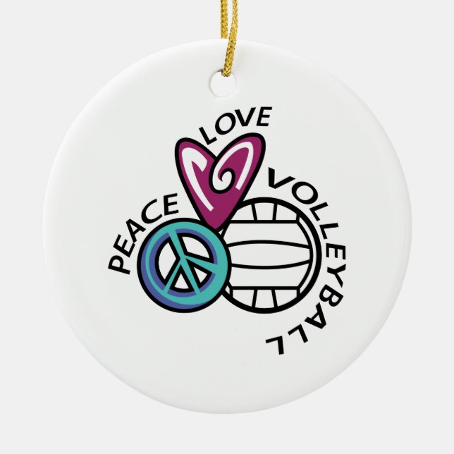 Peace Kärlek Volleyball Julgransprydnad Keramik (Framsidan)