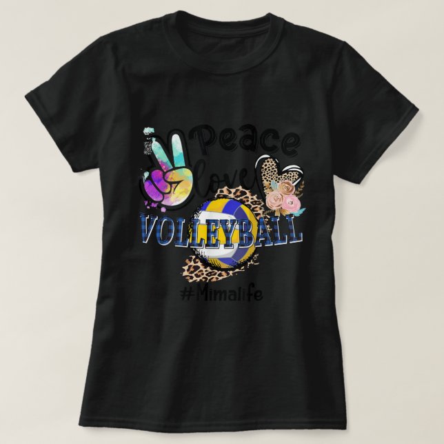 Peace Kärlek Volleyball Mima Life Mamma Grandma Le T Shirt (Design framsida)