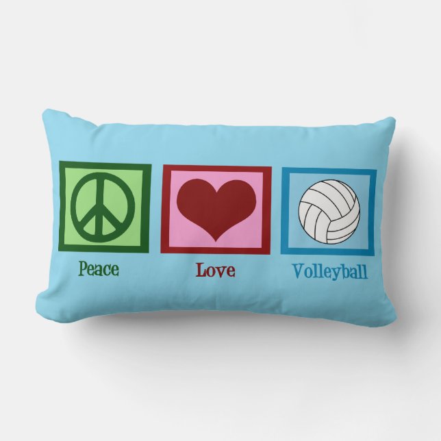 Peace Kärlek Volleyball Personlig Blue Lumbarkudde (Framsida)
