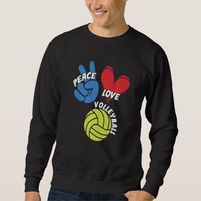 Peace Kärlek Volleyball Player-spelarteamet Coach  Lång Ärmad Tröja (Framsida)