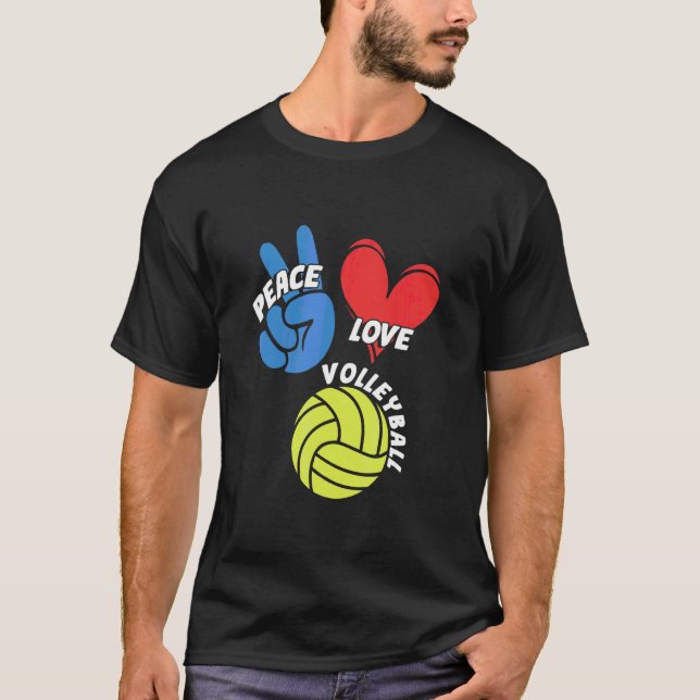 Peace Kärlek Volleyball Player-spelarteamet Coach  T Shirt (Framsida)