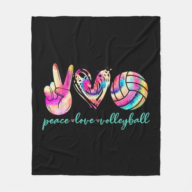 Peace Kärlek Volleyball Player Tie Dye Stil Women  Fleecefilt (Framsidan)