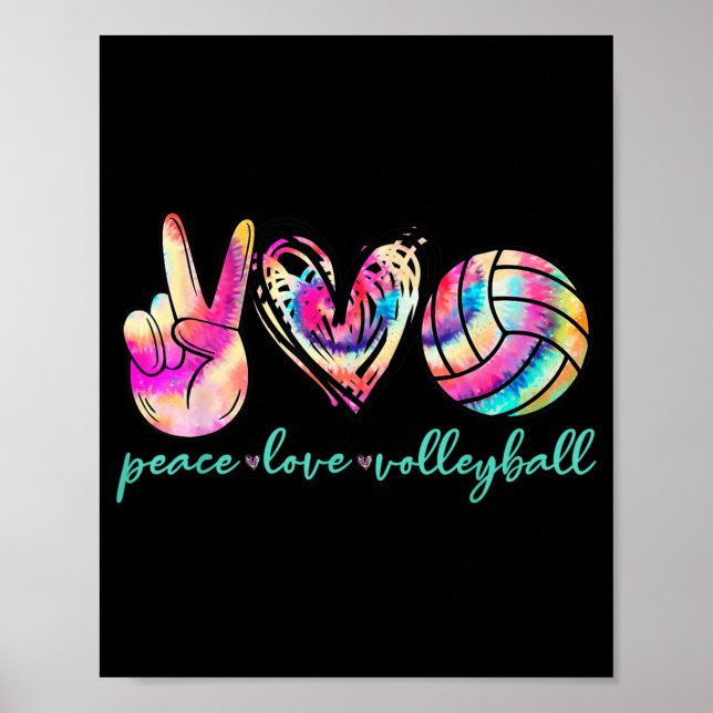 Peace Kärlek Volleyball Player Tie Dye Stil Women  Poster (Framsidan)