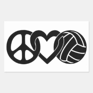 Peace Kärlek Volleyball Rektangulärt Klistermärke