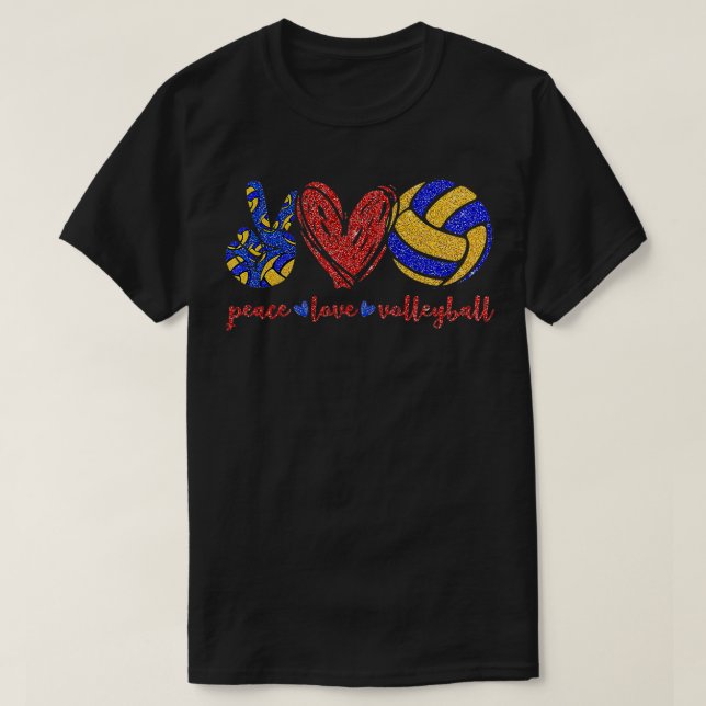 Peace Kärlek Volleyball Volleyball Volleyball Voll T Shirt (Design framsida)
