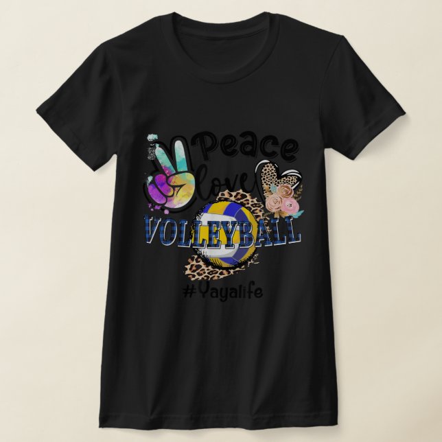 Peace Kärlek Volleyball Yaya Life Mamma Grandma Le T Shirt (Laydown)