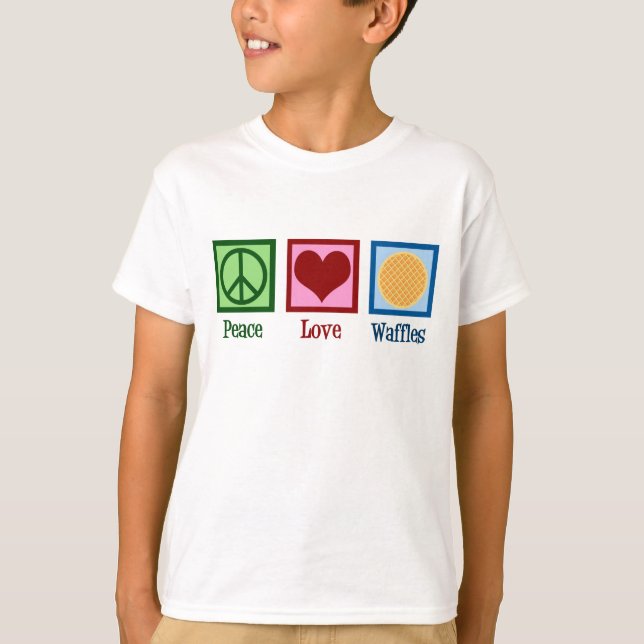 Peace Kärlek Waffles Cute Kids T Shirt (Framsida)