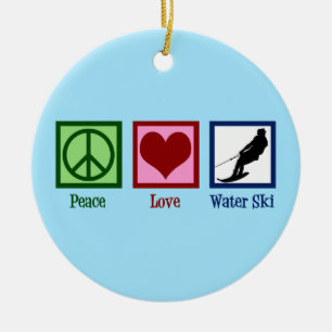 Peace Kärlek Waterskiing Company Vatten Ski Julgransprydnad Keramik