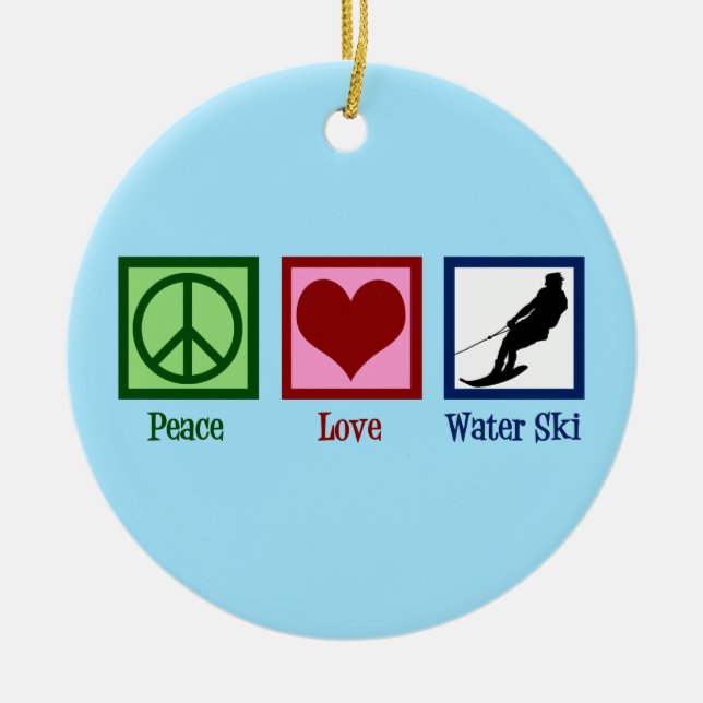 Peace Kärlek Waterskiing Company Vatten Ski Julgransprydnad Keramik (Framsidan)