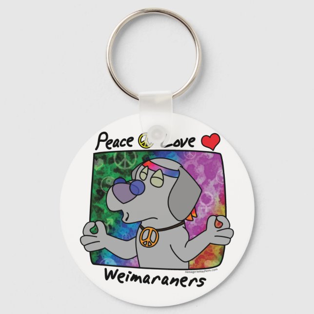 Peace Kärlek Weimaraner Keychain 2 Nyckelring (Framsida)