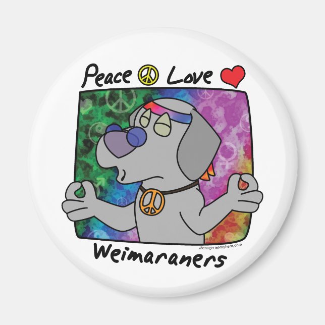 Peace Kärlek Weimaraner Magnet (Framsidan)