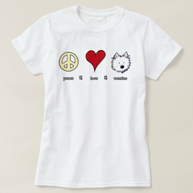 Peace Kärlek Westies KiniArt T Shirt (Design framsida)