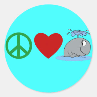 Peace Kärlek Whales T-tröjor, Resemuggar, gåvor Runt Klistermärke