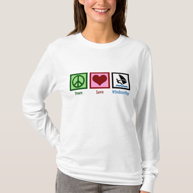 Peace Kärlek Windsurfing Tee Shirt (Framsida)