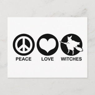 Peace Kärlek Witches Vykort