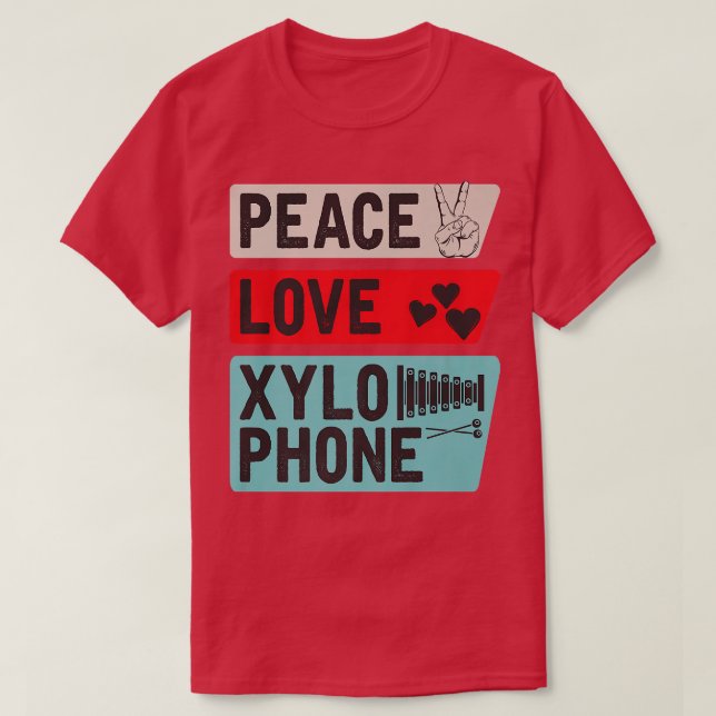 Peace Kärlek Xylophone Piano Music Players Marchin T Shirt (Design framsida)