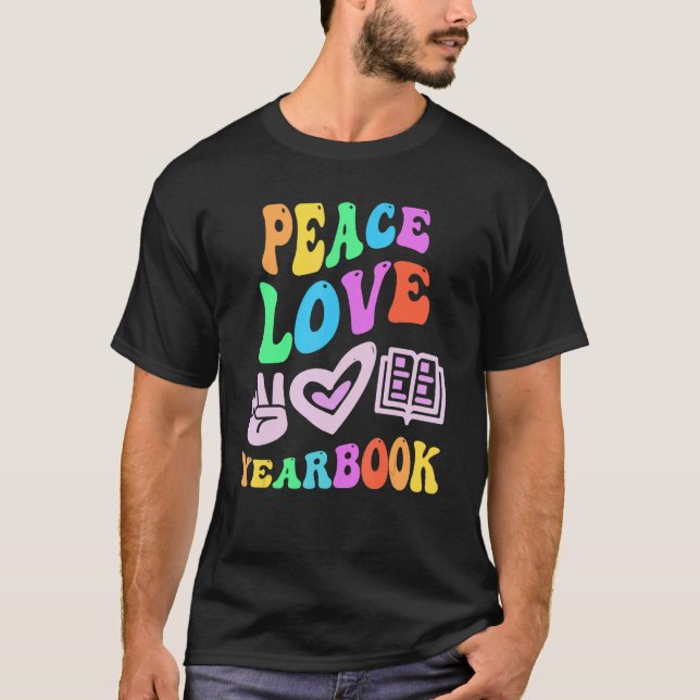 Peace KÄRLEK YEARBOOK Retro Editor Lärare Groovy B T Shirt (Framsida)