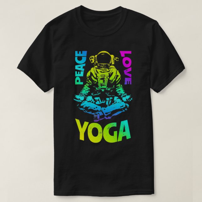 Peace Kärlek Yoga Astronaut Namaste Zen Meditation T Shirt (Design framsida)