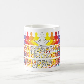 Peace Kärlek Yoga Rainbow Intentions Coffee Mugg