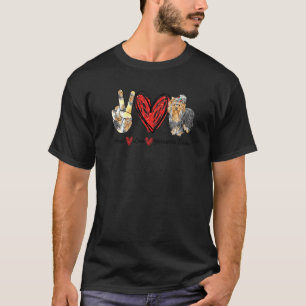 Peace Kärlek Yorkie Hund Yorkshire Terrier Pappa M T Shirt