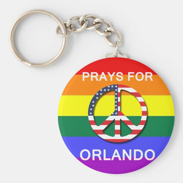 Peace Keychain 5,7 cm -  " Prays For Orlando" Nyckelring (Framsidan)