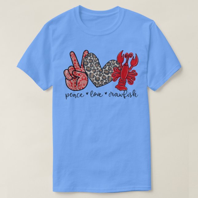 Peace Kräftor Cute Leopard och Seafood Älskare T Shirt (Design framsida)