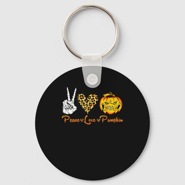 Peace Leopard Kärlek Scary Pumpkin Halloween Costu Nyckelring (Framsida)