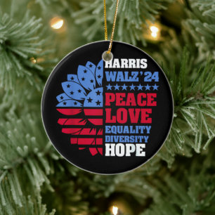 Peace LGBT Harris Walz Waltz Julgransprydnad Keramik