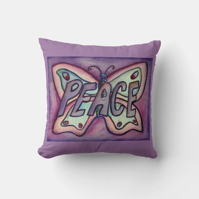 Peace Lila Butterfly Accent Dekorativ kudde (Framsida)