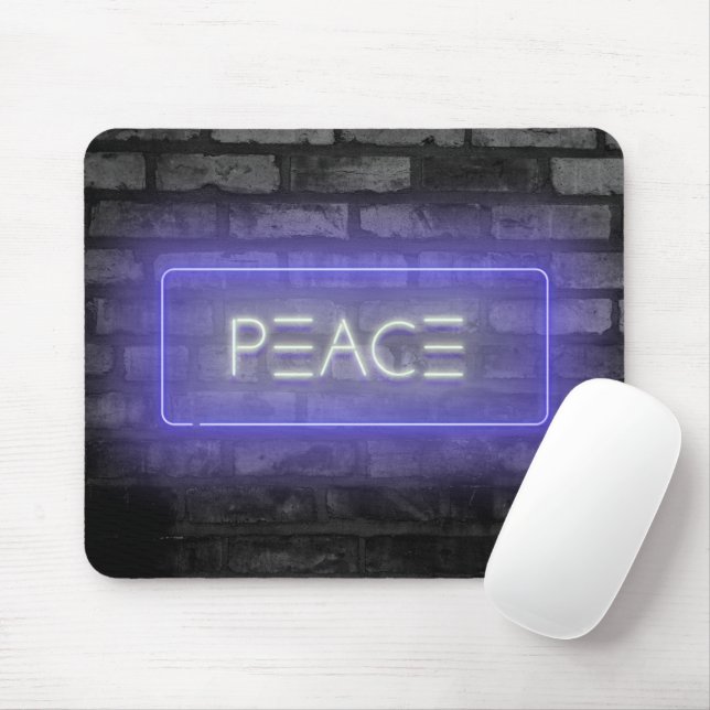 PEACE Lila Neon-signaturmusknapp Musmatta (Med mus)