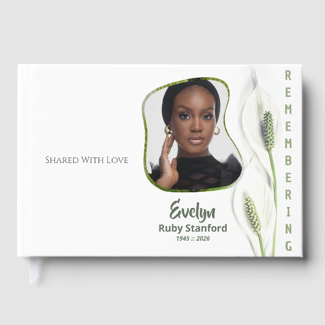 Peace Lily Modern Frame Photo Memorial Gästböcker (Framsida)