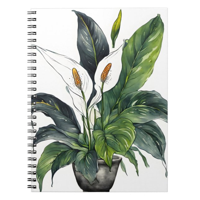 Peace Lily - Watercolor flowers Anteckningsbok (Framsidan)