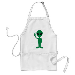 Peace Little Grönt Man Alien Silhouette Förkläde