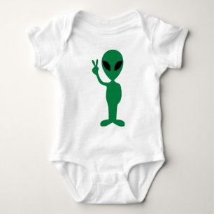 Peace Little Grönt Man Alien Silhouette Tröja