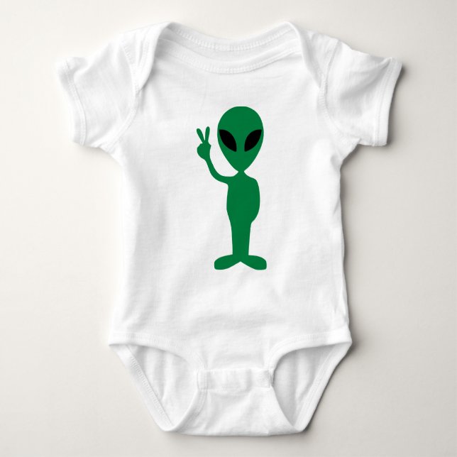 Peace Little Grönt Man Alien Silhouette Tröja (Framsida)