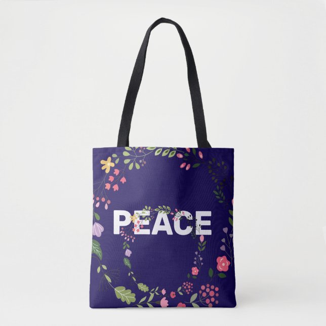 PEACE Logotyp Navy   Tygkasse (Framsida)