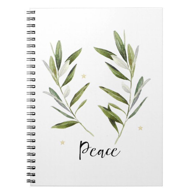 PEACE, löv, jul, Helgdag, vattenfärg, Anteckningsbok (Framsidan)