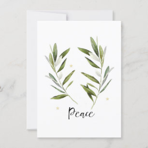 PEACE, löv, jul, Helgdag, vattenfärg, Inbjudningar