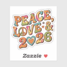 Peace Love 2026 Groovy Retro Sticker Klistermärken