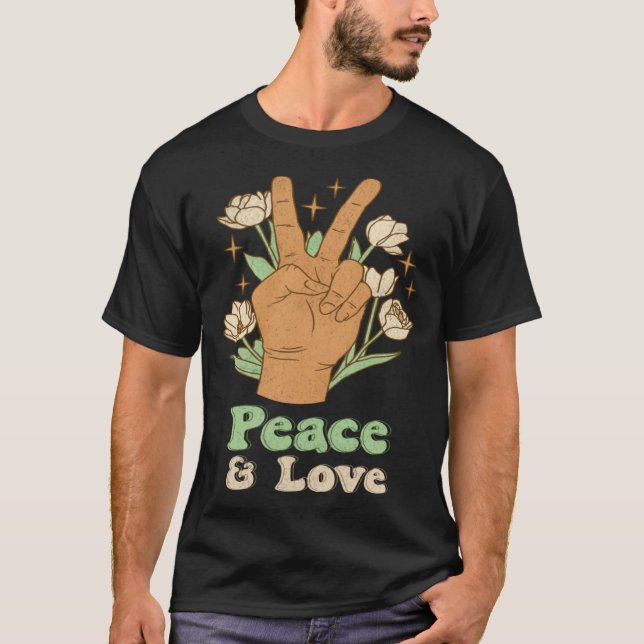 Peace & Love 60s 70s Tie Dye Hippie Costume Retro  T Shirt (Framsida)
