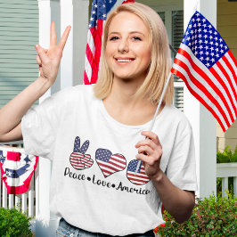 Peace Love America Funny Patriotic  T Shirt