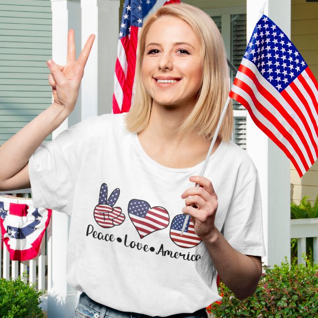 Peace Love America Funny Patriotic  T Shirt (Skapare uppladdad)
