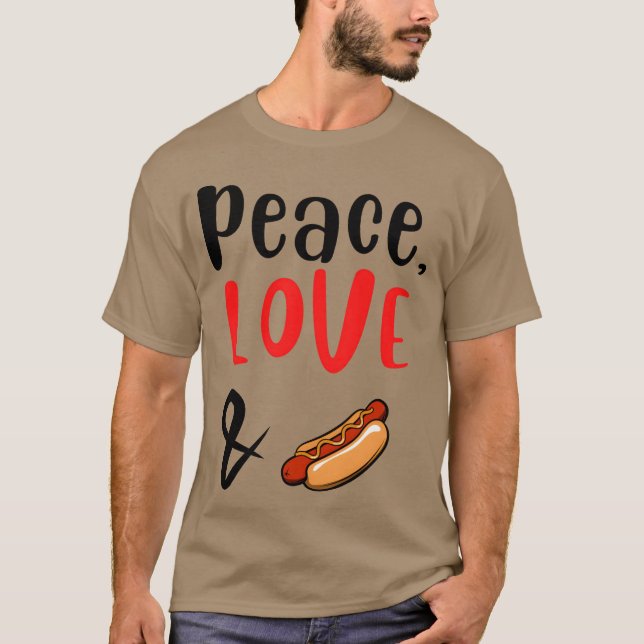 Peace Love and Hotdogs friends T Shirt (Framsida)