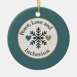 Peace, Love and Inclusion | Personalized Holiday Julgransprydnad Keramik