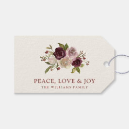 Peace Love and Joy Winter Bouquet Black Holiday Presentetikett