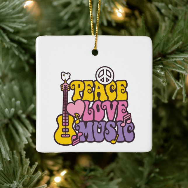 Peace, Love, And Music Ornament (Träd)