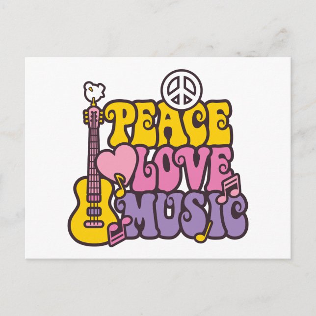Peace, Love, And Music Postcard Helg Vykort (Framsida)