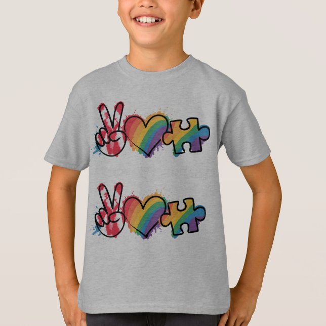 Peace.Love.Autism  T-Shirt (Framsida)