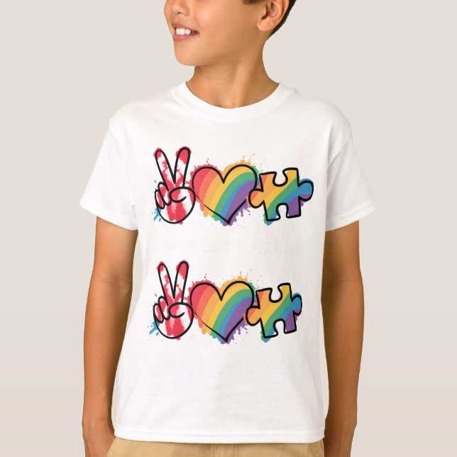Peace.Love.Autism  T Shirt (Framsida)