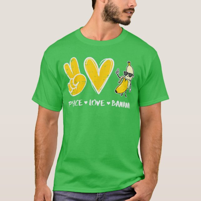 Peace Love Banana Funny Fruit Food Vegan Women Men T Shirt (Framsida)